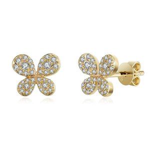 Real Diamond Butter Fly Shape Stud Earrings